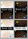 Book cover template in different color variants. Abstract colorful curves on white or black background