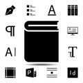 book cover, text icon. Simple glyph, flat vector of Text editor set icons for UI and UX, website or mobile application Royalty Free Stock Photo