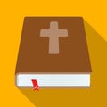 Book with a cross on the cover. The Bible. Easter single icon in flat style vector symbol stock illustration. Royalty Free Stock Photo