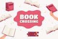 book crossing background cartoon style Royalty Free Stock Photo
