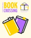 Book Crossing Invitation Placard Poster Banner Card Template. Vector