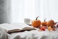 Book cup pumpkin morning. Generate Ai Royalty Free Stock Photo