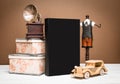Book and decor in vintage style Royalty Free Stock Photo
