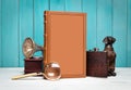 Book and decor in vintage style Royalty Free Stock Photo