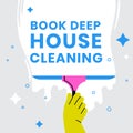 Book deep house cleaning, promo banner vector