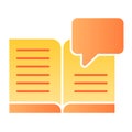 Book dialogue flat icon. Book chat color icons in trendy flat style. Book quote gradient style design, designed for web