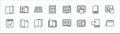 book and document line icons. linear set. quality vector line set such as calendar, photo book, open book, music closed open open