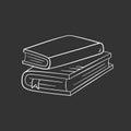 Book in doodle style, vector illustration. Icon of book stack with ribbon for print and design. Isolated element on