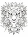 Animal white drawing tattoo design wild ethnic black pattern lion art doodle Royalty Free Stock Photo