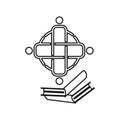 Book Education Commitment Teamwork Together Outline Logo