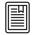 Book in electronic reader icon, outline style