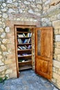 Book exchange point in an area of the central tower of Casale Marittima (Pisa)