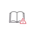 Book with exclamation sign, manual icon. Book with instructions Vector isolated line illustration Royalty Free Stock Photo