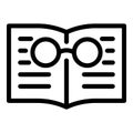 Book exploration icon, outline style