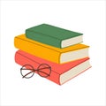 Book festival. Stack of books of different genres. Royalty Free Stock Photo