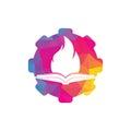 Book fire gear shape vector logo design.