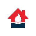 Book fire home shape vector logo design. Royalty Free Stock Photo