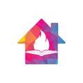 Book fire home shape vector logo design. Royalty Free Stock Photo