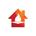 Book fire home shape vector logo design. Royalty Free Stock Photo