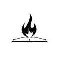 Book and fire logo design template isolated on white background Royalty Free Stock Photo