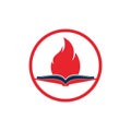 Book fire vector logo design.