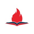 Book fire vector logo design.