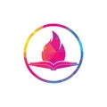 Book fire vector logo design.