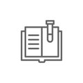 Book, flask icon. Element of bio engineering illustration. Thin line icon for website design and development, app development.