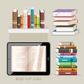 Book Flat Icons Set.