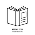 Book flat line icon. Literature, reading, publishing. Knowledge vector symbol. Editable stroke