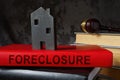 Book about foreclosure and model of house on it. Royalty Free Stock Photo