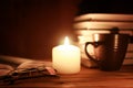 Book glasses candle night Royalty Free Stock Photo