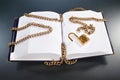 Book with golden chain and lock