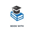 book with graduation cap icon. education, academic university ha