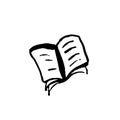 Book grunge icon. Brush hand drawn vector illustration.