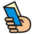 Book and hand, colored vector icon