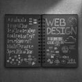 Book of hand drawn web design diagram Royalty Free Stock Photo