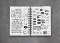 Book of hand drawn web design diagram Royalty Free Stock Photo