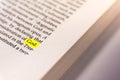 Book Highlighted Word Yellow Fluorescent Marker Paper Old Keyword God