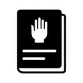 Book, honesty icon. Black vector graphics