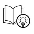 Book icon, bulb open education textbook, library vector illustration  symbol. learning design isolated white background Royalty Free Stock Photo