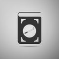 Book icon with cigarette flat icon on grey background