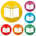 Book icon, color icon with long shadow Royalty Free Stock Photo