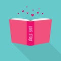 Book icon. Concept of love story, fiction genre