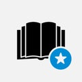 Book icon, education icon with star sign. Book icon and best, favorite, rating symbol