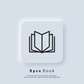 Book icon. Open book. Reading line icon. Book logo. Bookstore logo. Library sign. Education or educational symbol. Vector. UI icon