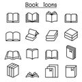 Book icon set in thin line style