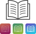 Book icon simple symbol / pictogram with additional thin and thick variants