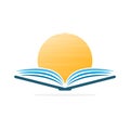 Book icon. Sunrise and book. Abstract company logo Royalty Free Stock Photo