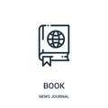 book icon vector from news journal collection. Thin line book outline icon vector illustration. Linear symbol for use on web and